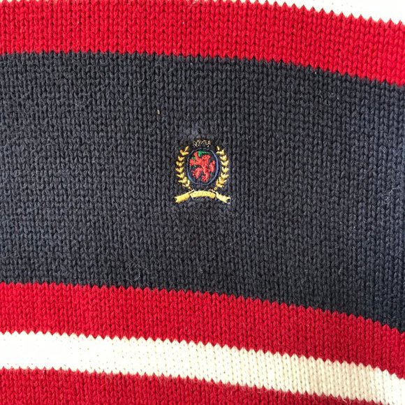 Vtg Tommy Hilfiger Red White Blue Cardigan Sweater Mens Size XL X-Large Stripes - Picture 5 of 10